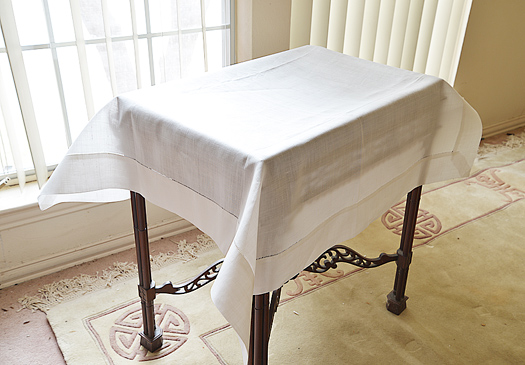 Linen Winter White square tablecloth. 36"SQ. Winter White color